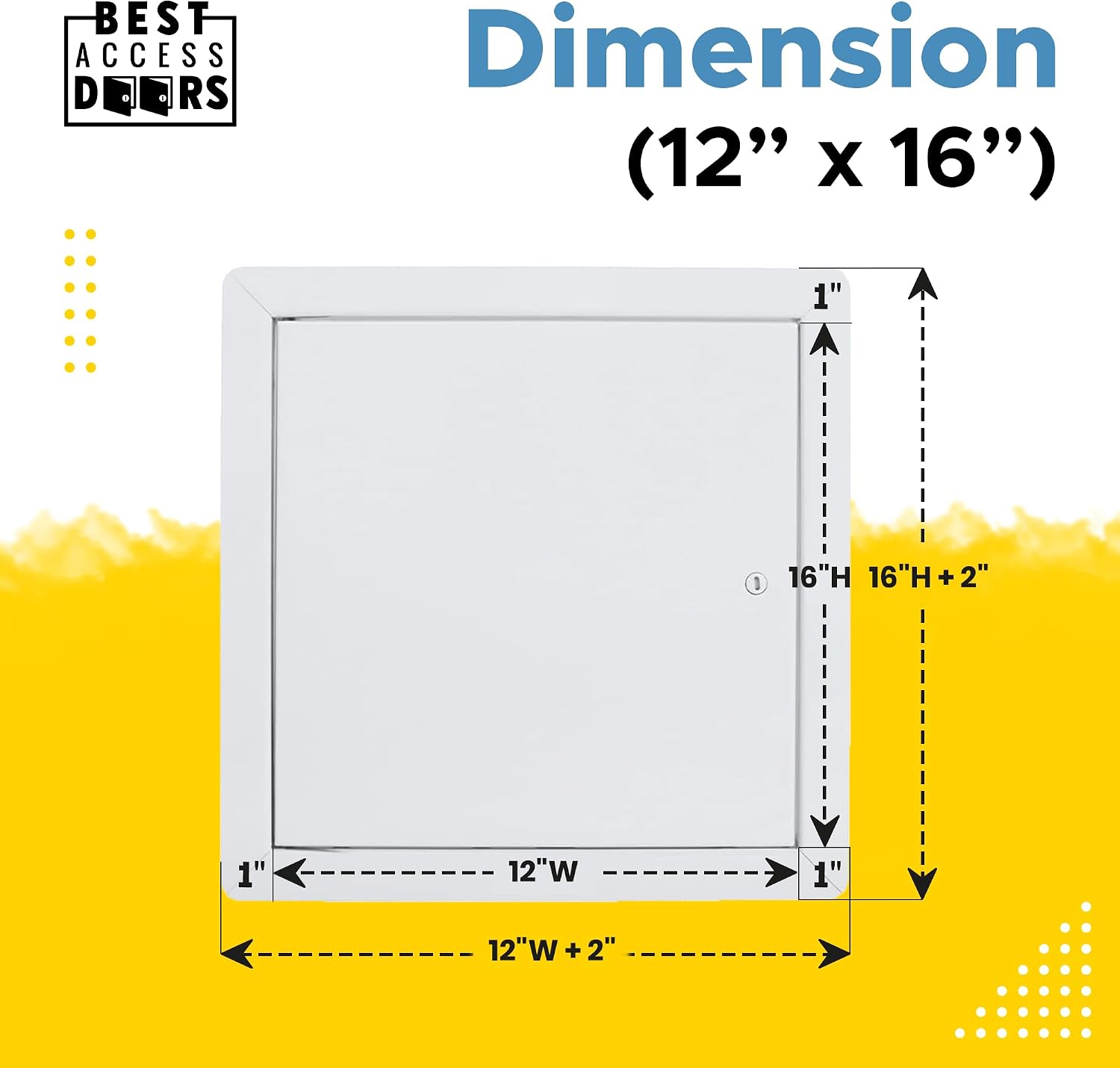 Best BA-AHD 12' x 16' Metal Access Panel with Concealed Pin Hinge, LEED Compliant 16-Gauge Steel Access Door for Non-Rated Drywall/Ceilings, White Drywall Panel with Rounded Corners, Screwdriver Latch