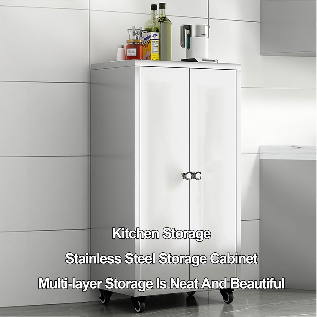 Kitchen Bakers Rack with Glass Door Storage Cabinets and Movable Sideboards Space Saving Microwave Stand for Kitchen Storage