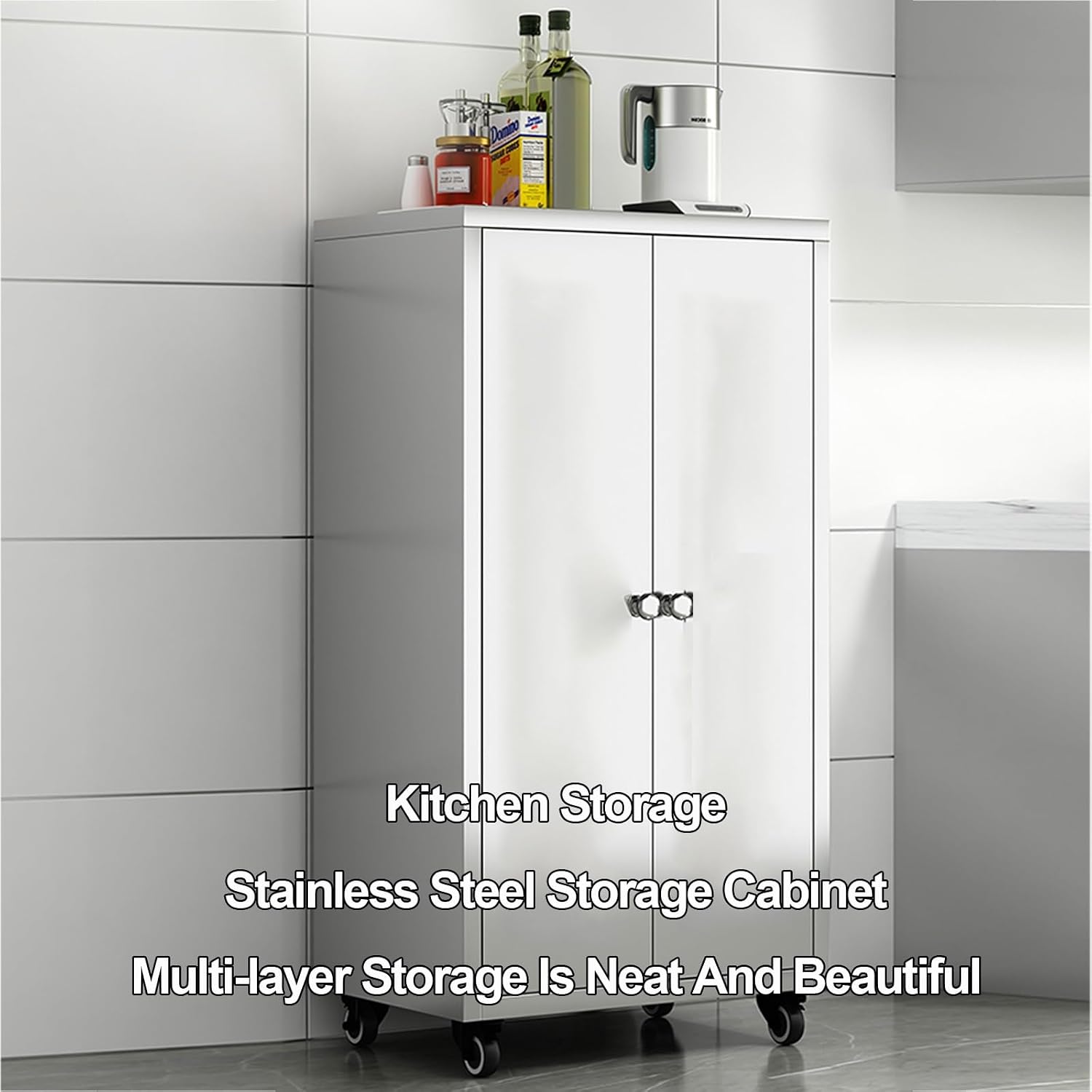 Kitchen Bakers Rack with Glass Door Storage Cabinets Movable Microwave Stand and Sideboards for Kitchen Storage Solutions