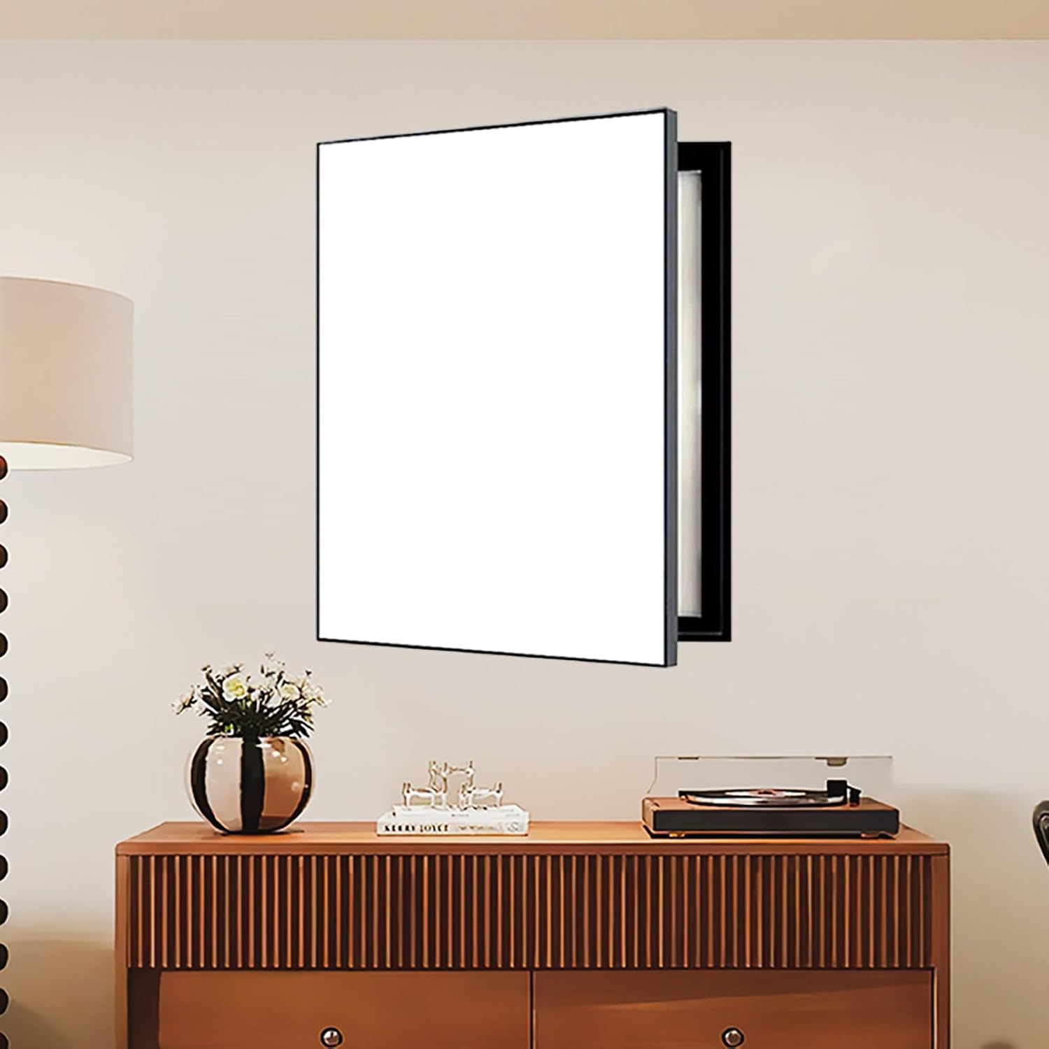 Electrical Panel Cover Breaker Box Decorative Cover with Plastic Frame, Single Color Screen Fuse Box Cover, Circuit Breaker Panel Protective Lid for Apartment/Dorm(WXH-45x55CM-17.7x21.7)