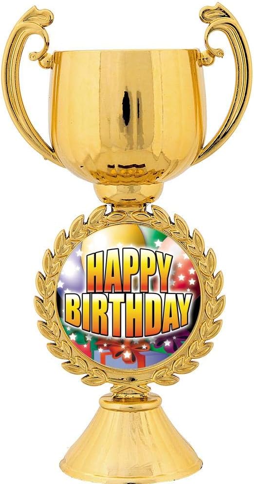 Crown Awards Personalized Birthday Trophy, 7.25' Gold Cup Happy Birthday Trophies with Free Custom Engraving