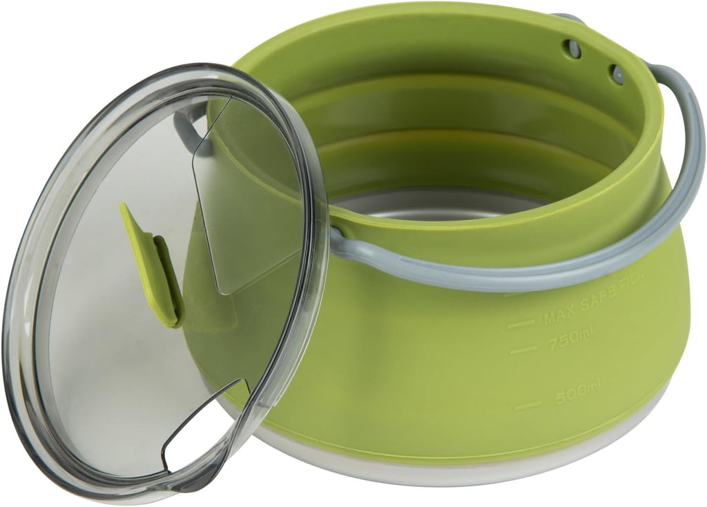 Restaurantware-Hi Tek 1 Liter Collapsible Camping Kettle, 20 Portable Cook Pots - With Perforated Lid, Stainless Steel Bottom, Silicone Camping Coffee Pots, With High Heat Nylon Handles, For Travel