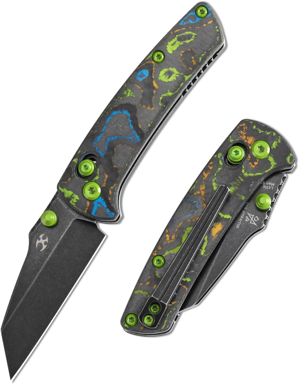 KANSEPT Little Main Street Pocket Folding Knives EDC Axis Lock Camping Knife 2.26'' Satin CPM S35VN Blade Knife with 80S Camo Carbon Fiber Handle for Men Women Everyday Carry K2015V4
