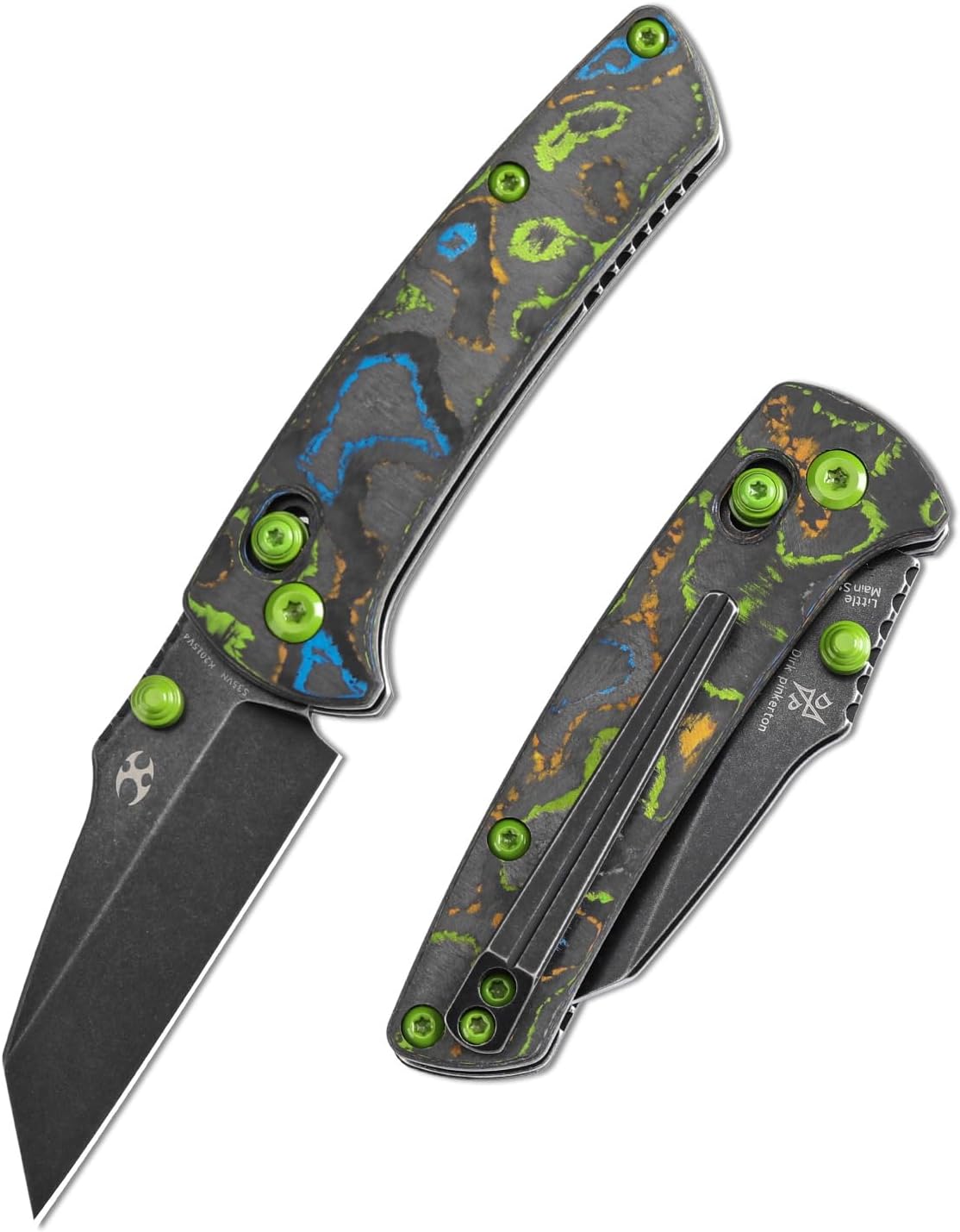 KANSEPT Little Main Street Pocket Folding Knives EDC Axis Lock Camping Knife 2.26'' Satin CPM S35VN Blade Knife with 80S Camo Carbon Fiber Handle for Men Women Everyday Carry K2015V4