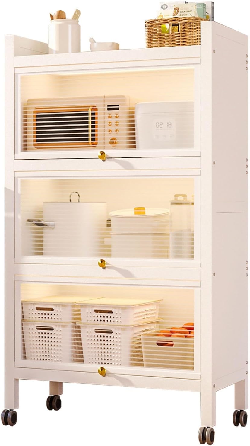 4-Layer Kitchen Pantry Storage Cabinet, Coffee Bar with Drawer, Baker's Rack, Flip Door, Space-Saving Kitchen Organization, 70Cm/27.5In - Modern Kitchen Furniture