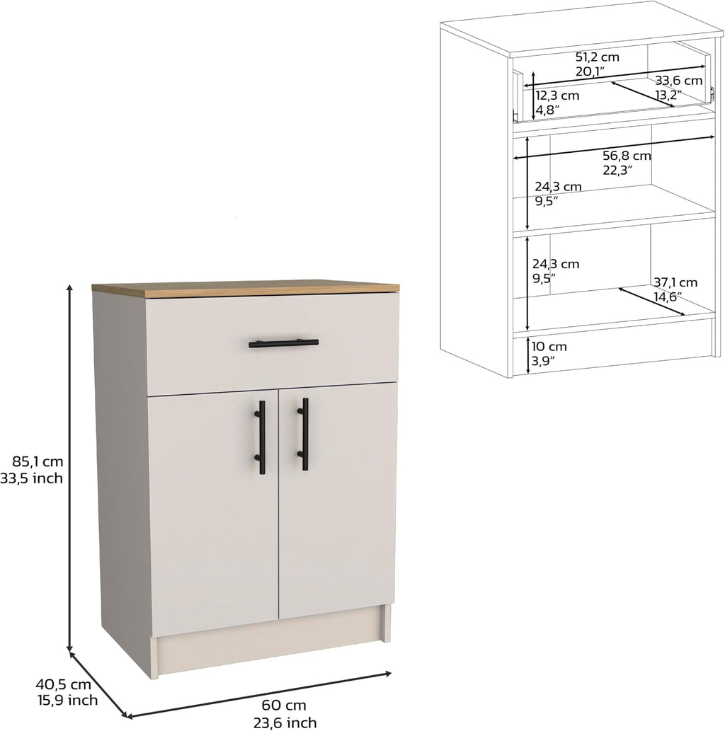 24' Spacious Drawer Freestanding Storage Cabinet, Kitchen Storage Bakers Rack with Double Doors, Utility Food Cupboard with Interior Shelves for Kitchen Organization, Multicolor