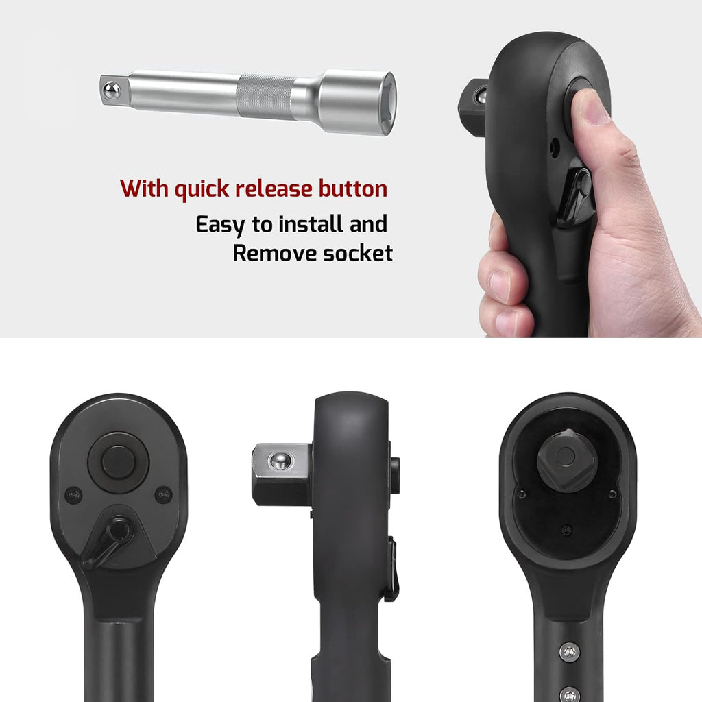 3/4-Inch Drive Click Torque Wrench (100-600ft.lb / 135-815Nm) Dual-Direction Adjustable Torque Wrench Set
