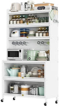 Microwave Stand with Storage - 5/6 Tier Bakers Rack Organizer with Drawers and Flip Doors for Kitchen and Living Room Utility Shelf