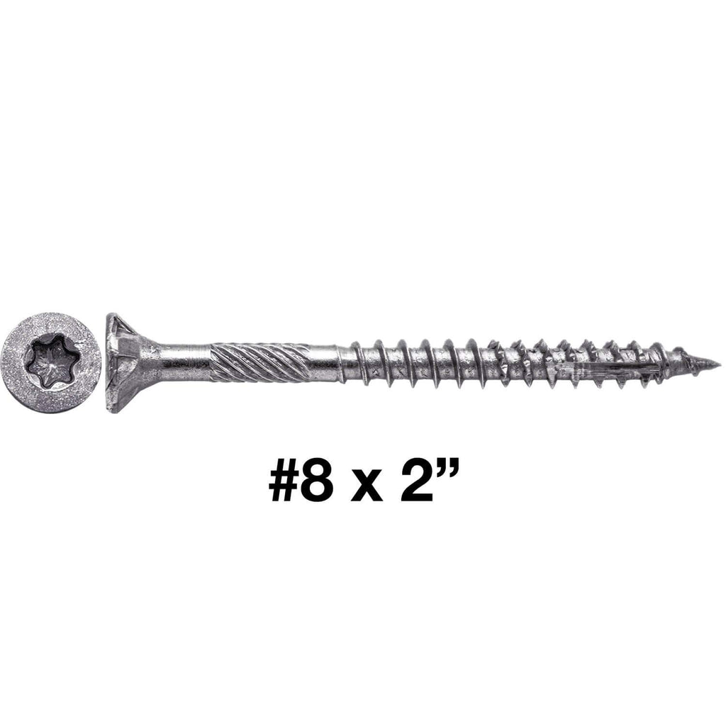 #8 x 2 Silver Star Stainless Steel Wood Screw Torx/Star Drive Head - Grade 305 Stainless Steel Torx/Star Drive Wood Screws - (5 POUNDS - 765 Approx. Screw Count)