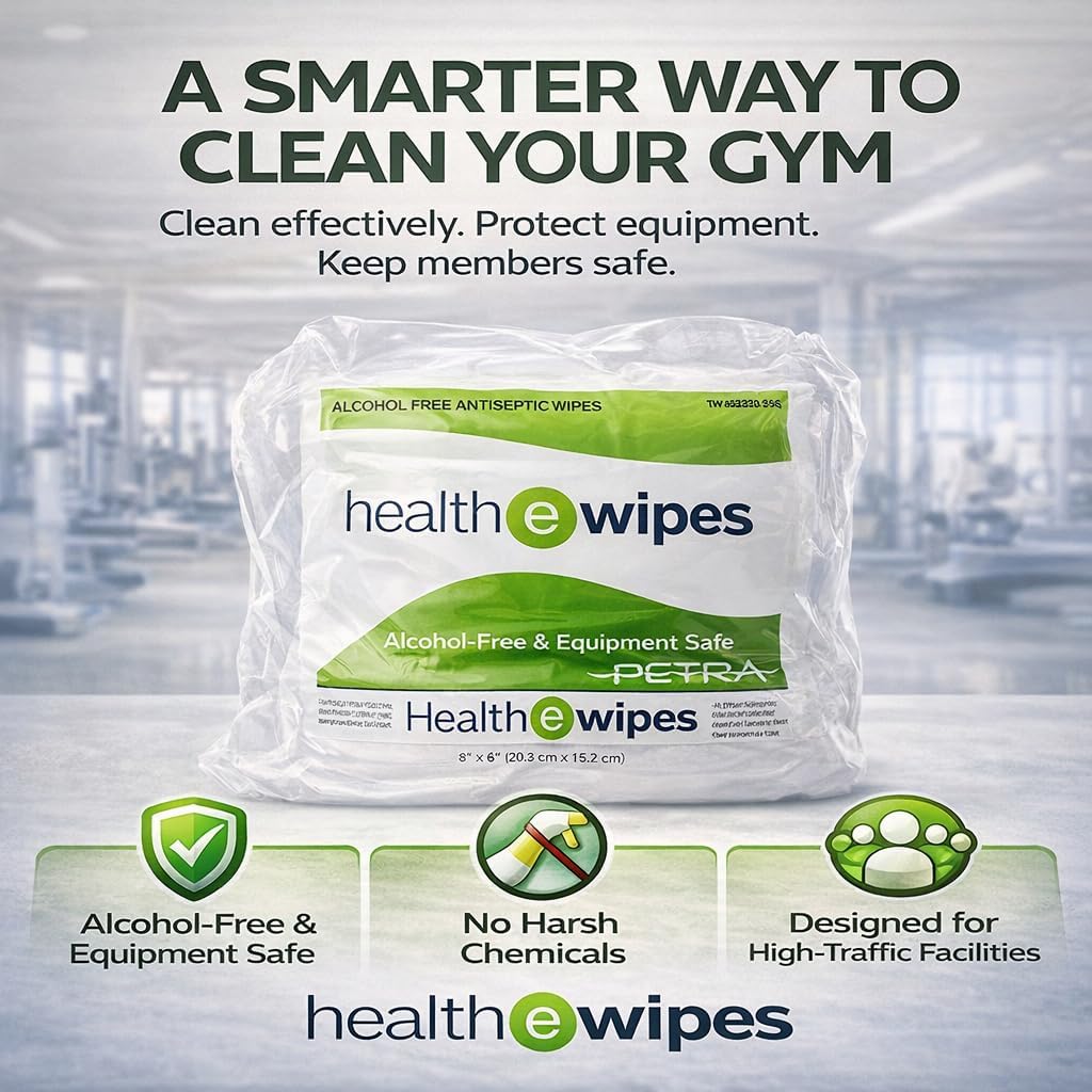 Gym Equipment Wipes – Antiseptic Gym Cleaning Wipes, 4000 Count (4 Rolls), Alcohol Free Bulk Sanitizing Fitness Wipes for Equipment, Gyms, Studios & Facilities | HealthEwipes