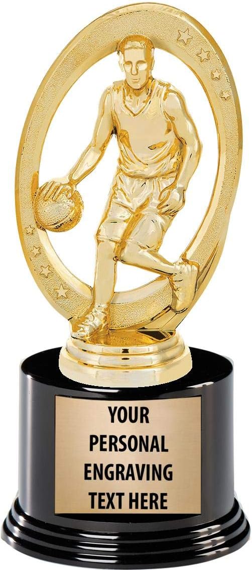 Crown Awards Basketball Trophies with Custom Engraving, 7.25' Personalized Male Basketball Champion Trophy On Deluxe Round Base