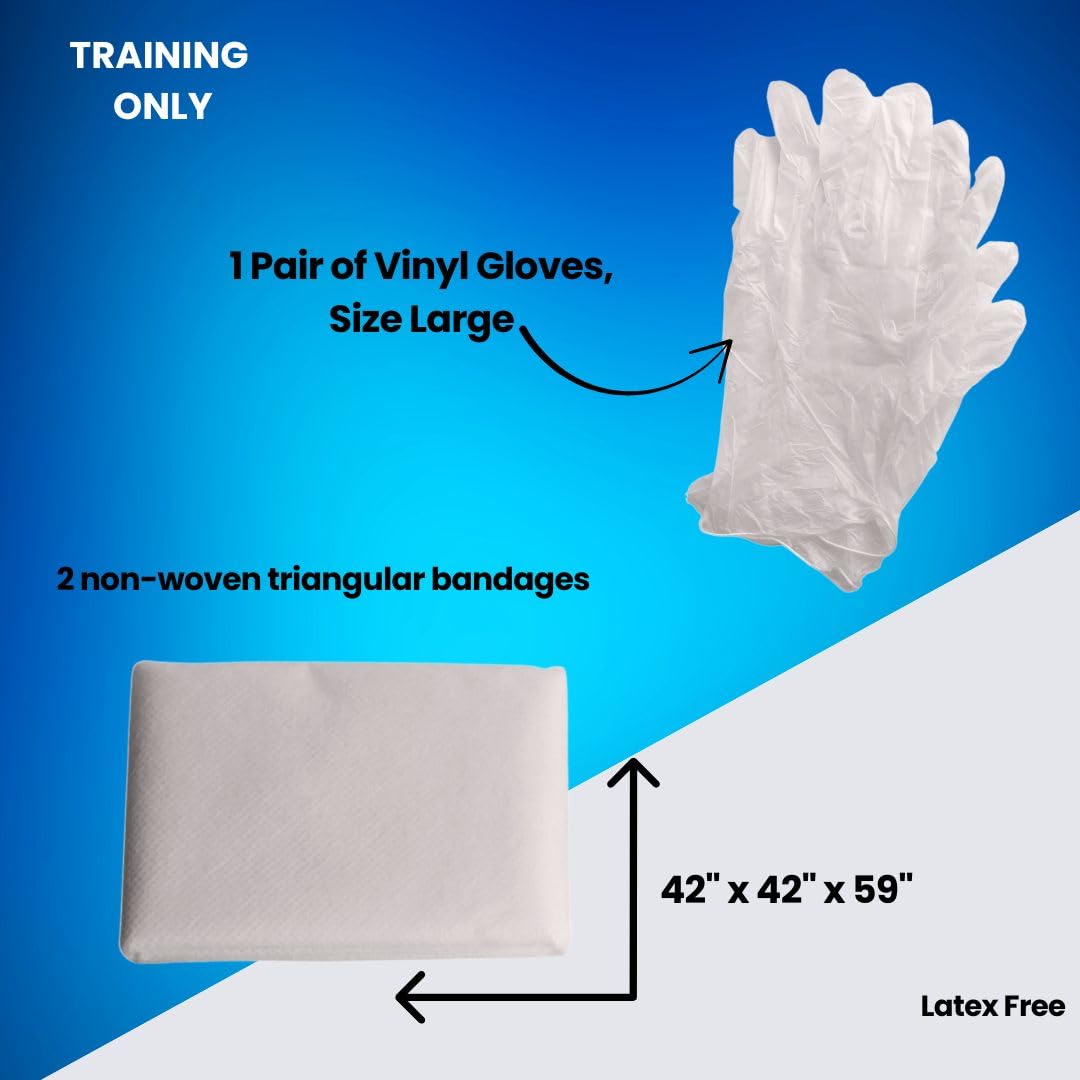 MCR Medical CPR & FA Training Kits w. 2 Non-Woven Triangular Bandages, 100 Pack