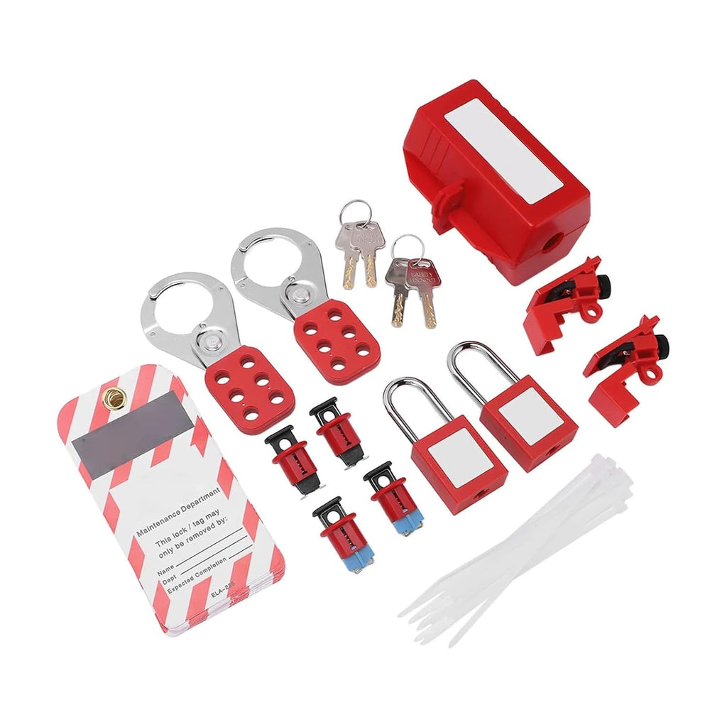 Applicable to Electrical Circuit Breaker Lockout Tagout Kit Safty Padlock Loto Tags Hasps Set for Industrial Lock Out Station
