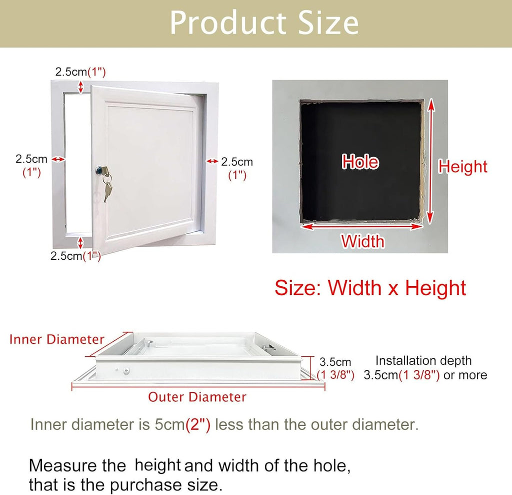 Vibeo Metal Access Panel for Plumbing/Cable, 8x10 12x18 14x18 16x20 24x30 Access Door, Wall/Ceiling Access Panel, Electrical Inspection Hatch(50x85cm/20x34in)