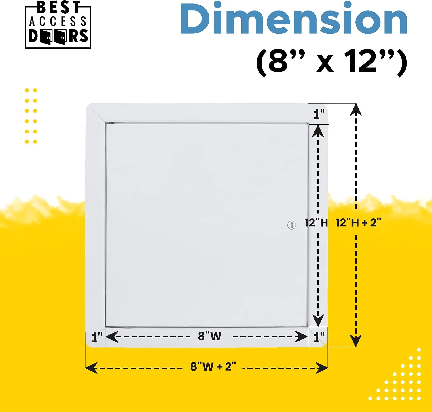 Best BA-AHD 8' x 12' Metal Access Panel with Concealed Pin Hinge, LEED Compliant 16-Gauge Steel Access Door for Non-Rated Drywall/Ceilings, White Drywall Panel with Rounded Corners, Screwdriver Latch…