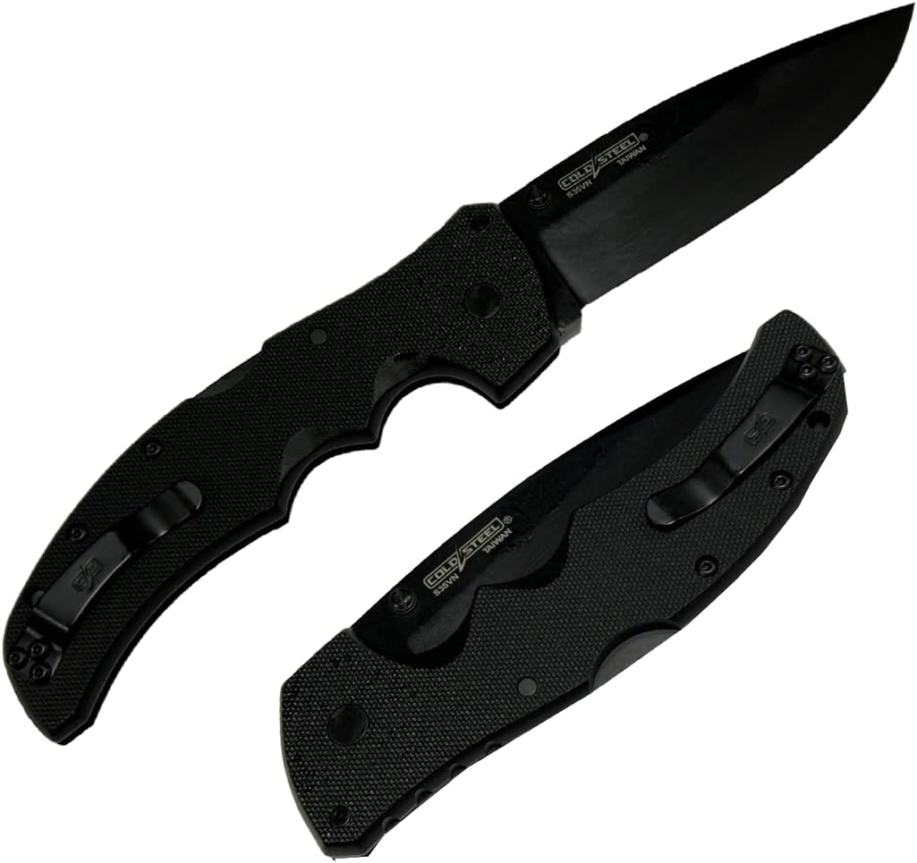 COLD STEEL Recon 1 4' S35VN Razor-Sharp Blade 5.375' G-10 Handle Tactical Folding Knife w/Tri-Ad Lock, Ambidextrous Pocket/Belt Clip