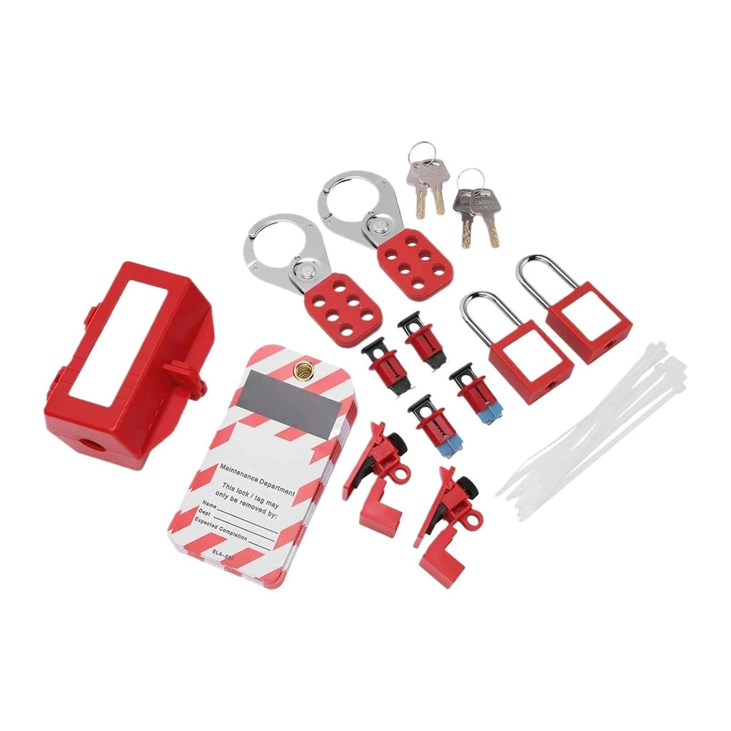 Electrical Circuit Breaker Lockout Tagout Kit Safty Padlock Loto Tags Hasps Set for Industrial Lock Out Station