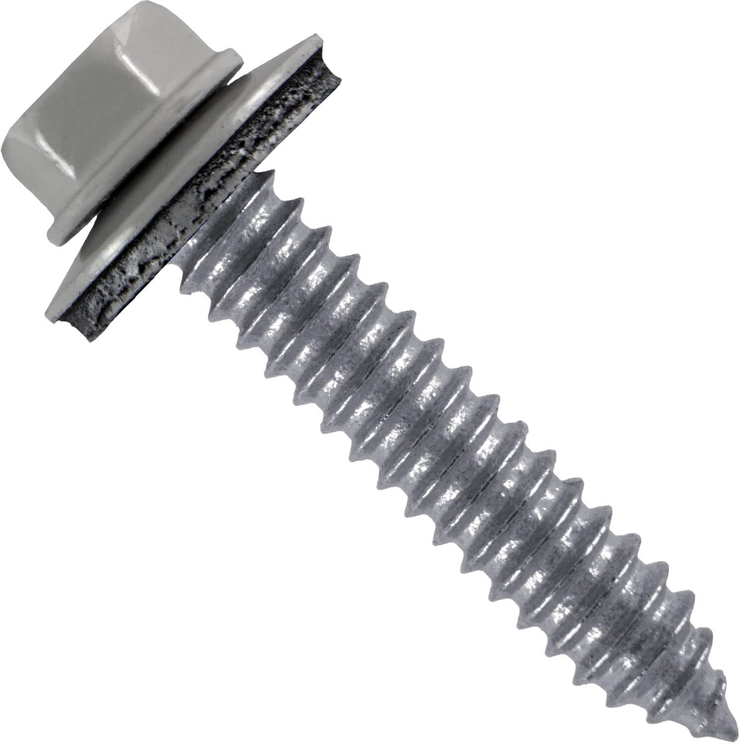 17 x 1-1/2' ABC Gray Metal Roofing Screws - Metal Panel to Metal Purlins and Recovery Screws - Hex Washer Head - EPDM Washer. 1 x 250 Count Bag - 250 Screws