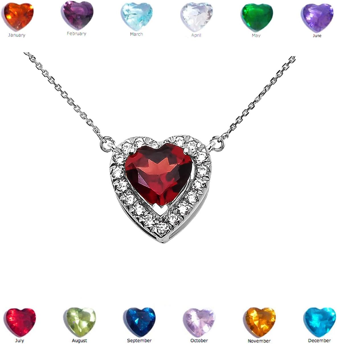 Claddagh Gold Fine Sterling Silver Diamond Personalized Birthstone Cubic Zirconia Heart-Shaped Necklace