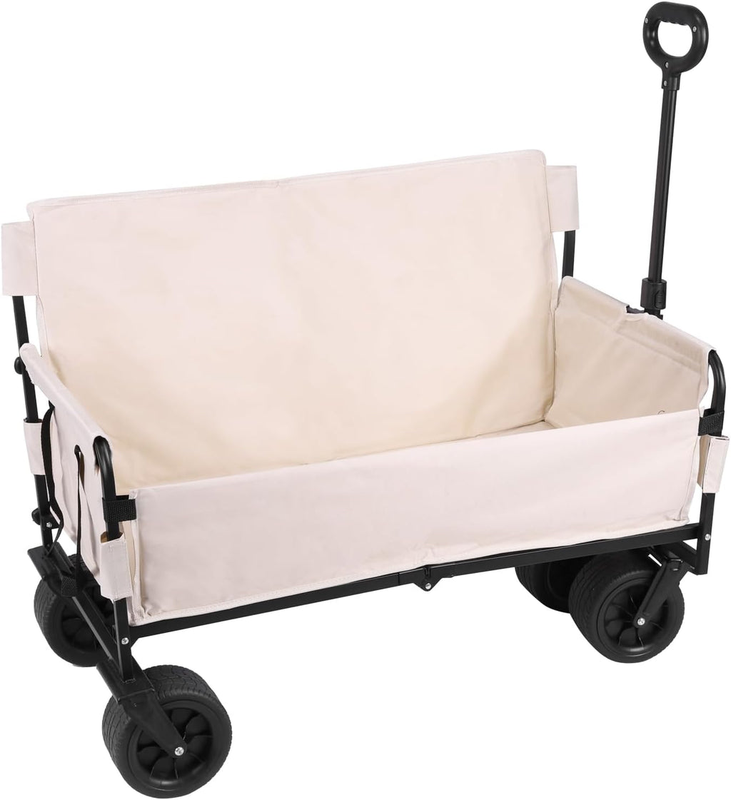 Generic Collapsible Heavy Duty Wagon with Big Wheels Heavy Duty Collapsible Utility Wagon for Groceries Garden Sport