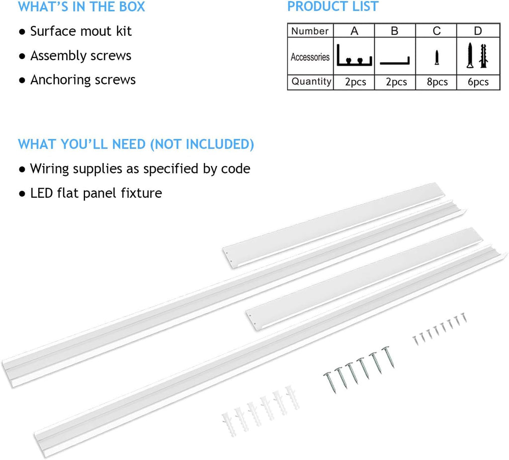 10 Pack 2x4 Surface Mount Kit Aluminum Frame for 2x4 LED Flat Panel Light, Not Included LED Panel Light