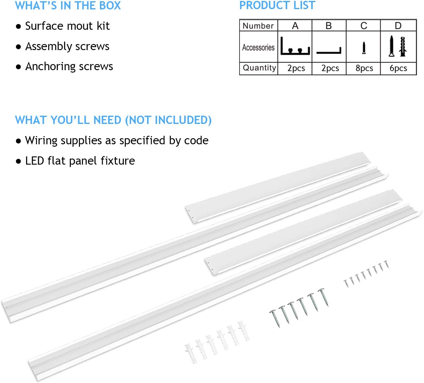 10 Pack 2x4 Surface Mount Kit Aluminum Frame for 2x4 LED Flat Panel Light, Not Included LED Panel Light