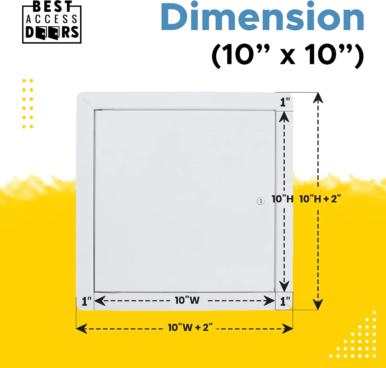 BEST BA-AHD 10' x 10' Metal Access Panel with Concealed Pin Hinge, LEED Compliant 16-Gauge Steel Access Door for Non-Rated Drywall/Ceilings, White Drywall Panel with Rounded Corners, Screwdriver Latch
