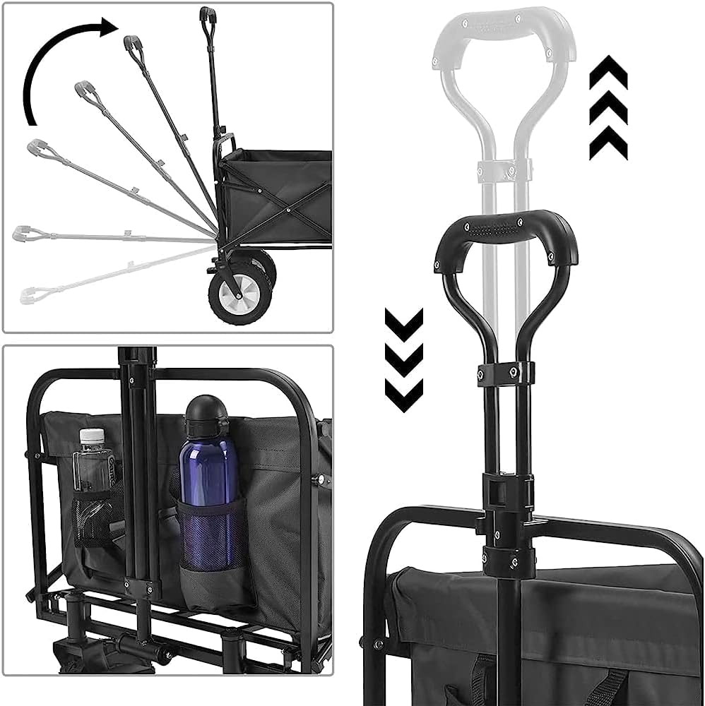 Trolleys, Folding Carry Cart, Folding Wagon Trolley, Camping Cart, Rolling Buggies, Outdoor Garden Sport Carry Wagon - for Camping Garden Beach All Terrain/Blue