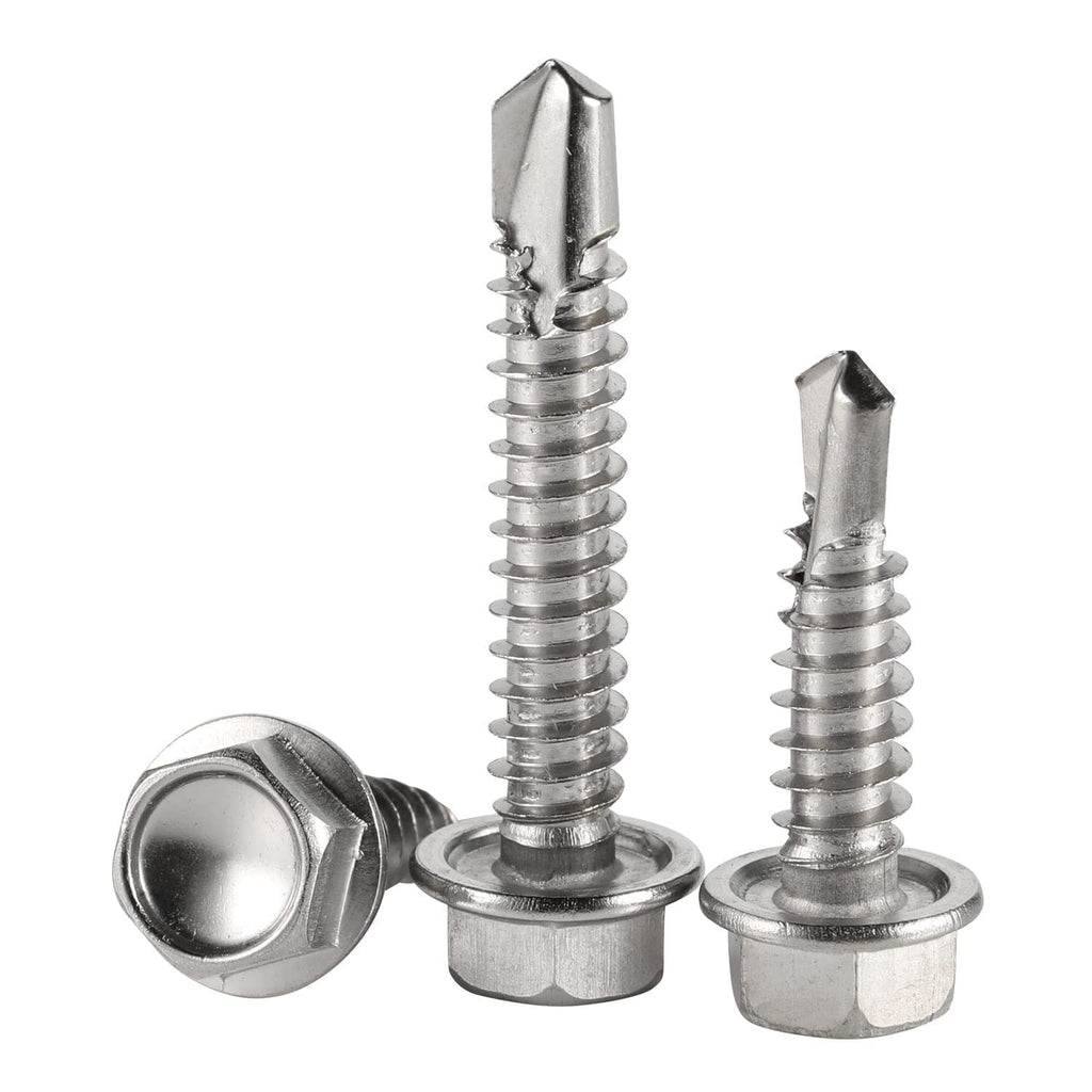 #10 x 1/2' Stainless Steel Hardened 410 Self-Tapping Screws for Metal, Hex Washer Head, Self-Drilling Tek Screws - 4000 PCS