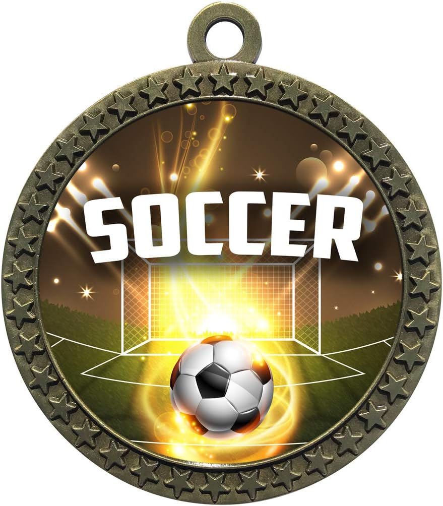 Express Medals 1 to 50 Packs Soccer Gold Medal Trophy Award with Neck Ribbon STDD212-EG180