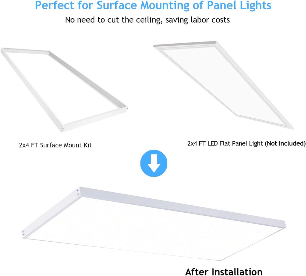 10 Pack 2x4 Surface Mount Kit Aluminum Frame for 2x4 LED Flat Panel Light, Not Included LED Panel Light