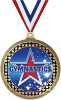 Crown Awards 2.75' Gymnastics with Red Star Award Medal, Gold Vega Gymnastics with Red Star Team Trophy Award Includes Free Neck Ribbon
