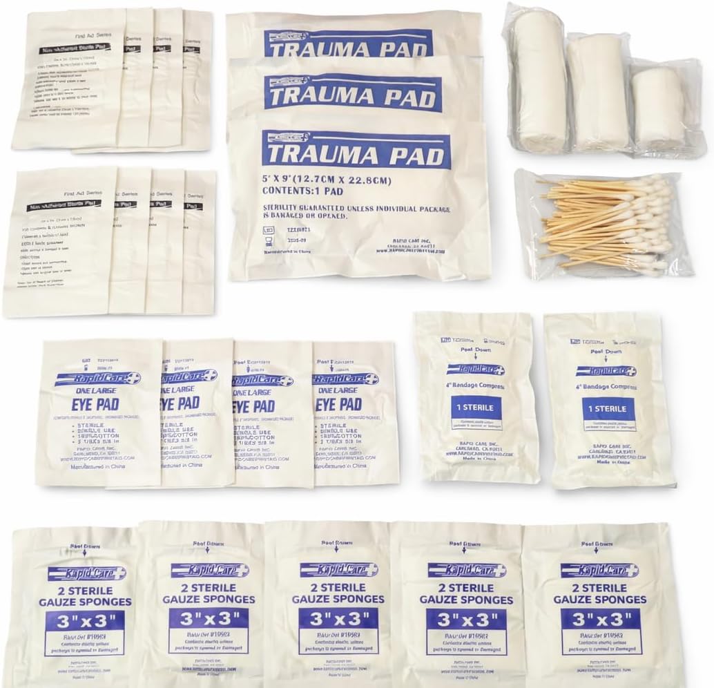 Rapid Care 821 Piece Class B Refill Kit - OSHA & ANSI Compliant - 3 & 4 Shelf First Aid Cabinet Refill - Home, Office, Industrial - Bandages, Medications, Trauma Supplies