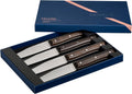 OPINEL Facette Steak Knife Set – Full Tang Table Knife Setting for 4, Comfortable Riveted Handle in Premium Woods and Vitter Eco, Made in France (Dark Ash Wood)