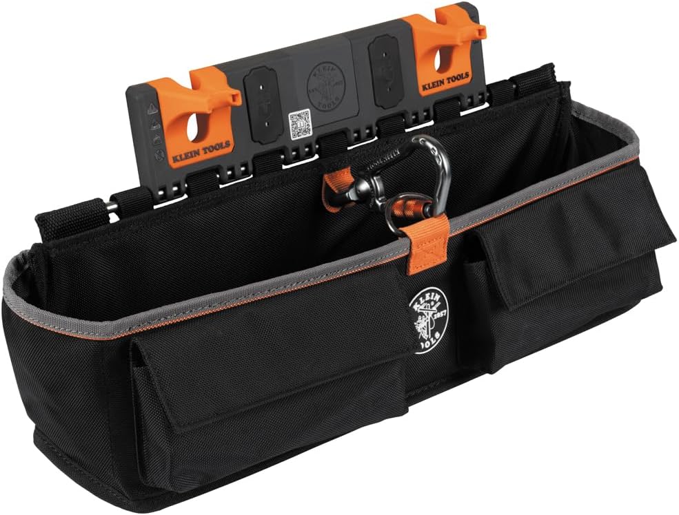Klein Tools BC511S Bucket Work Center Large Tool Pouch, S Hook Rail System Accessory, Holds Lineman Tools, Cutters, Crimpers, and Impact Wrenches