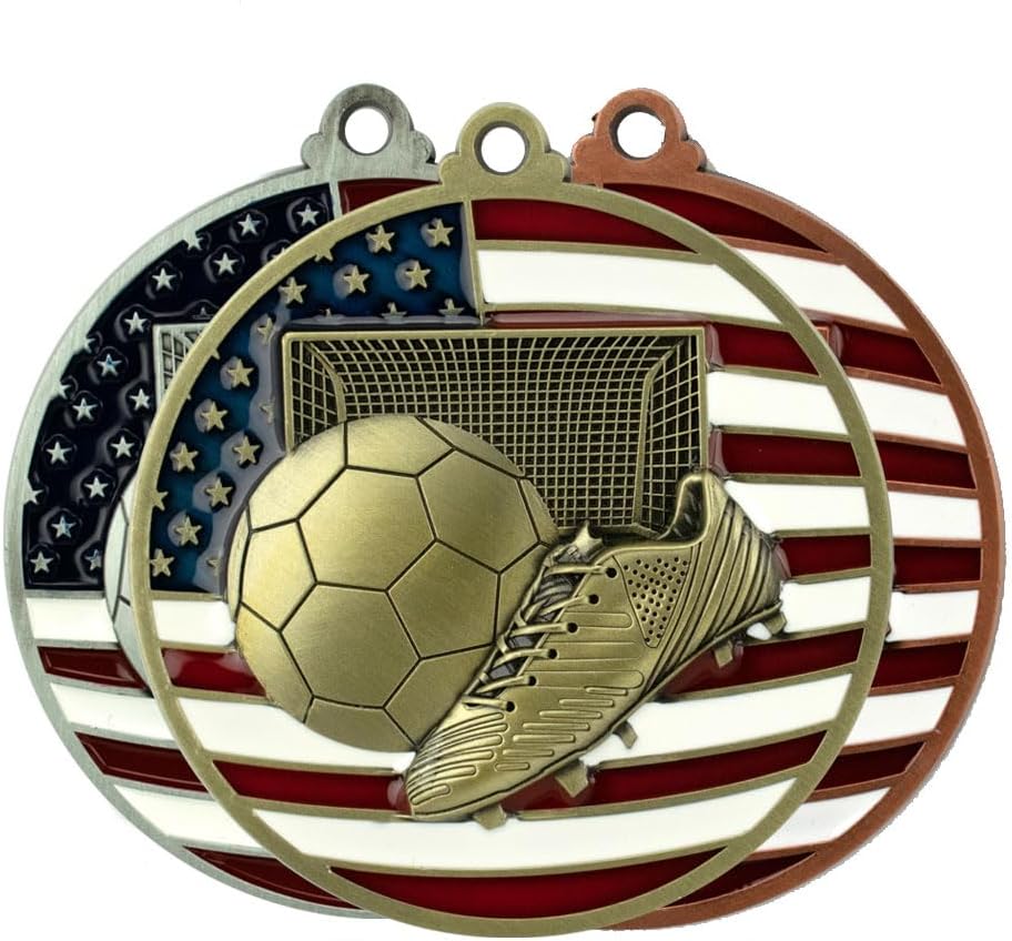 Soccer Sports Medals, Award Medals Soccer Medallion Gold Medals - Multiple Options in Quantities 1-50 -Custom Neckbands