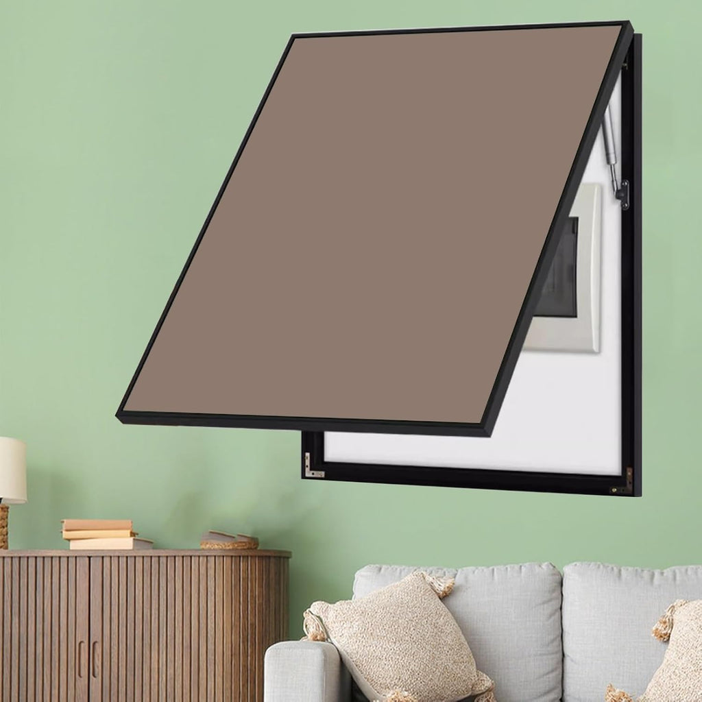 Vertical Meter Box Cover for Breaker Panel, 30x40cm / 12x16inch Electrical Panel Cover for Wall Decoration, Indoor Fuse Box Plate for Replacement(Dark Brown,40x50cm(15.8x19.7))