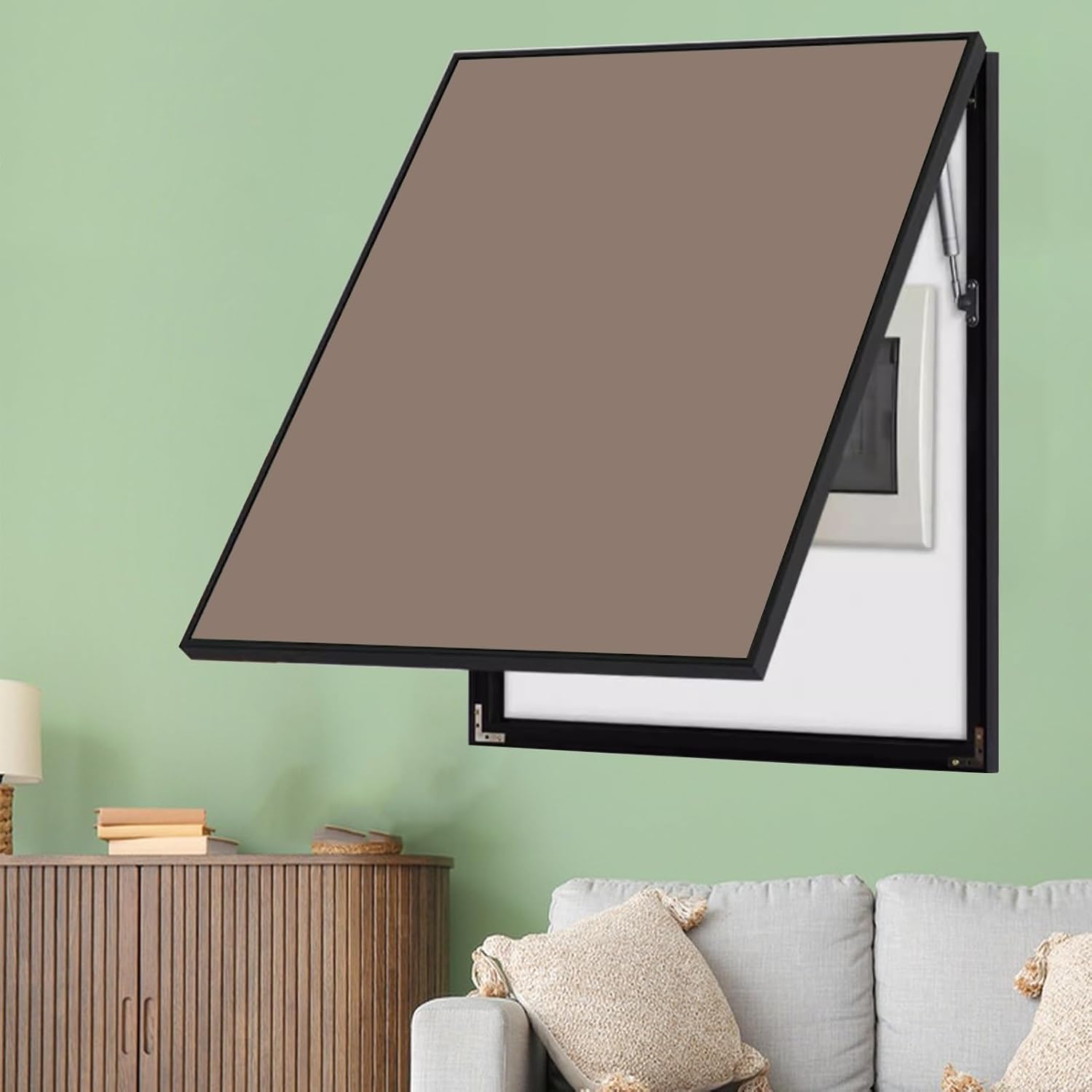 Vertical Meter Box Cover for Breaker Panel, 30x40cm / 12x16inch Electrical Panel Cover for Wall Decoration, Indoor Fuse Box Plate for Replacement(Dark Brown,40x50cm(15.8x19.7))