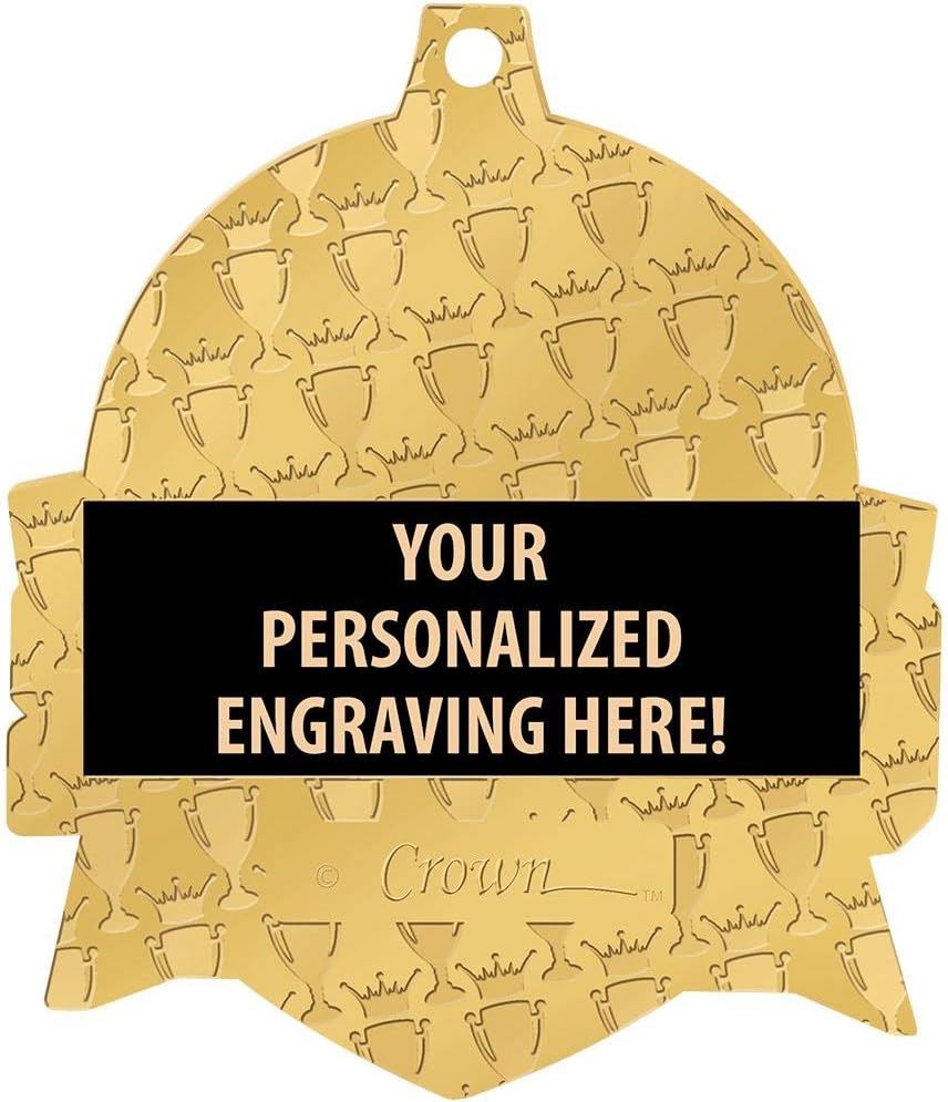 Crown Awards 2 1/4' Royal Soccer Medals, Shiny Gold Soccer Medals with Free Engraving Prime