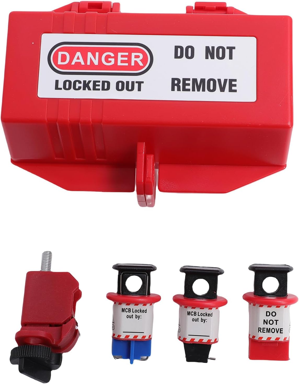 ciciglow Lockout Tagout Kit, Padlock Tag Set Group Lockout Hasps Universal Clamp On Circuit Breaker Lock Loto Safety Padlock Set with Tool Box for Industry