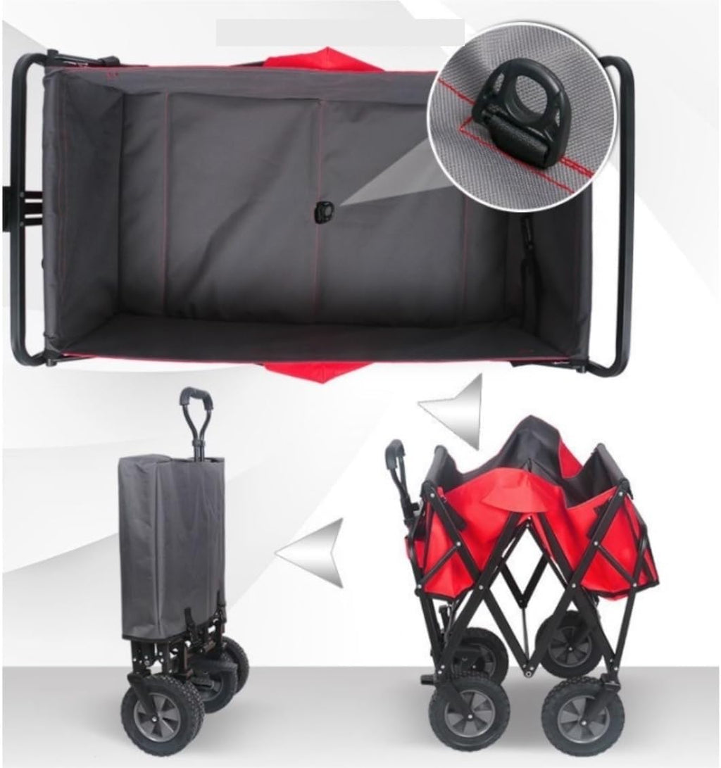 Folding Wagon Cart Beach Wagon Grocery Wagon Folding Utility Wagon Cart Collapsible Outdoor Wagon With Wheel Adjustable Handle For Camping Grocery Sports Shopping Garden Wagon Utility Wagon Grocery Ca