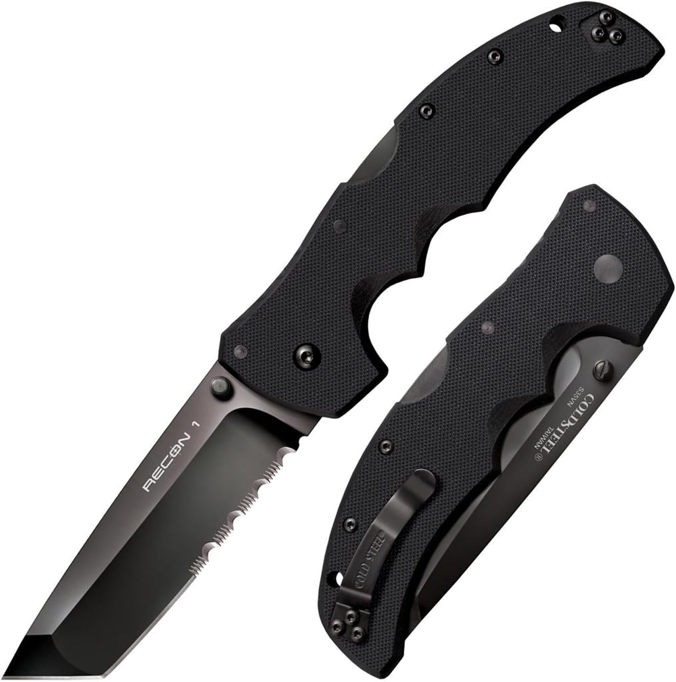 COLD STEEL Recon 1 4' S35VN Razor-Sharp Blade 5.375' G-10 Handle Tactical Folding Knife w/Tri-Ad Lock, Ambidextrous Pocket/Belt Clip