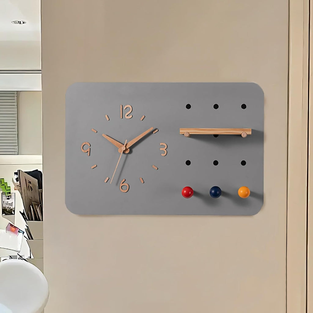 Decorative Fuse Box Cover with Clock, Hidden Circuit Breaker Panel, Modern Electrical Panel Cover Wall Mounted for Home Office, with Storage Function(Gray)