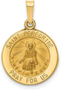 14k Yellow Gold Polished and Satin St. Peregrine Medal Charm Pendant