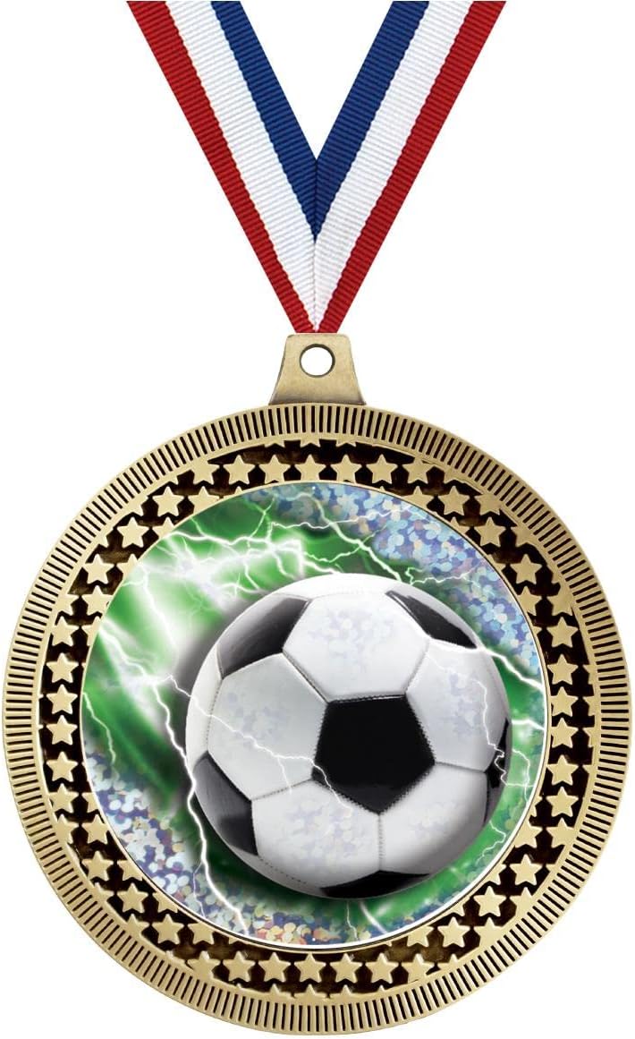 2.75' Soccer Glitz Award Medal, Gold Vega Soccer Glitz Team Trophy Award Includes Free Neck Ribbon