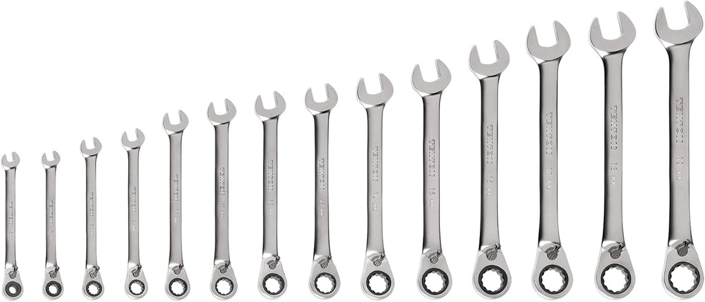 TEKTON Reversible 12-Point Ratcheting Combination Wrench Set, 14-Piece (6-19 mm) | WRC94002