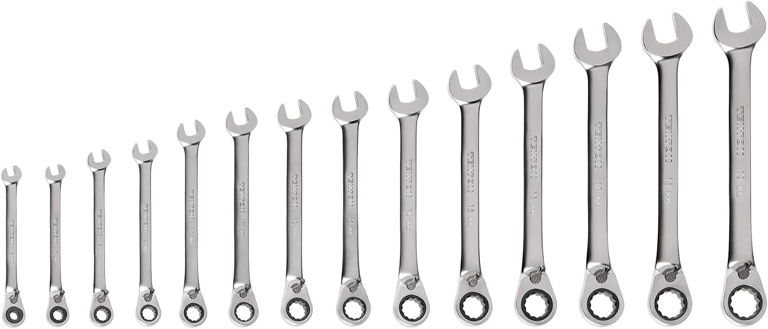TEKTON Reversible 12-Point Ratcheting Combination Wrench Set, 14-Piece (6-19 mm) | WRC94002