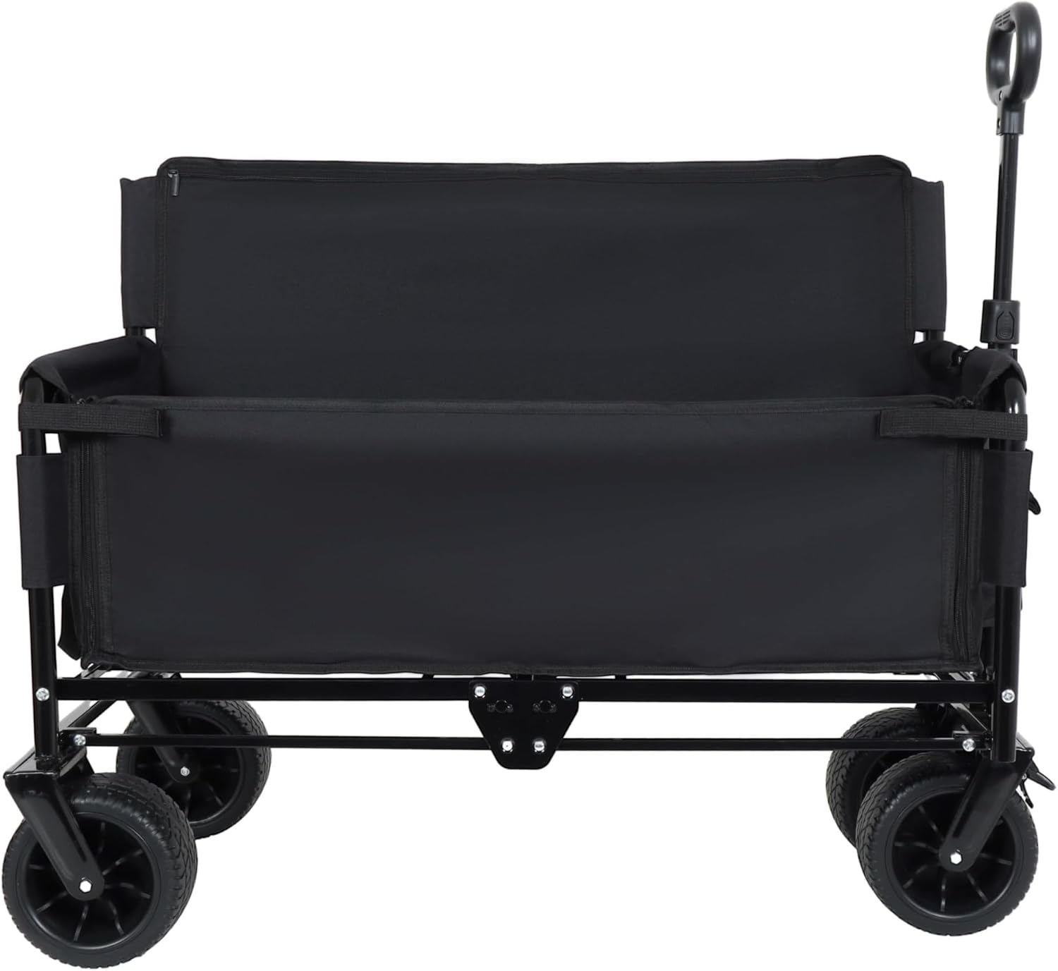 2-in-1 Folding Wagon Bench Love Seat, Heavy Duty Collapsible Beach Cart with 400LBS Capacity, Foldable Garden Wagon with All-Terrain PU Foam Wheels, Portable Outdoor Cart for Camping, Sports