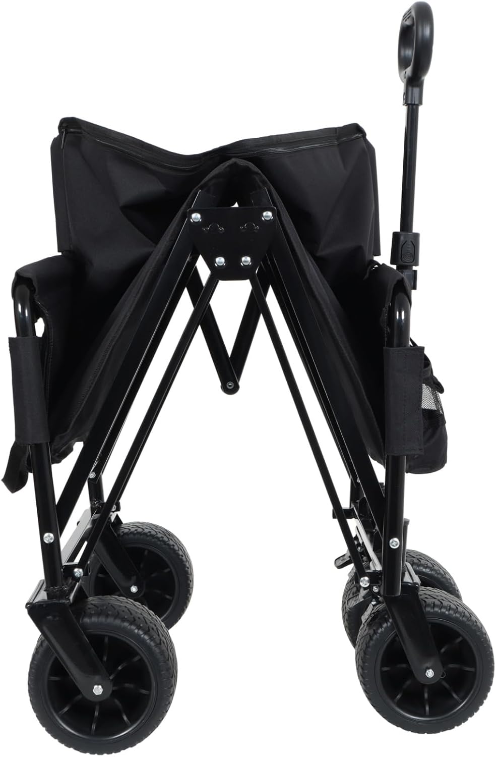 3-in-1 Convertible Folding Wagon Cart with Bench Seat & Storage - 500lbs Heavy-Duty Utility Wagon, 180L Capacity All-Terrain Wheels for Camping, Beach, Sports, Garden, Black