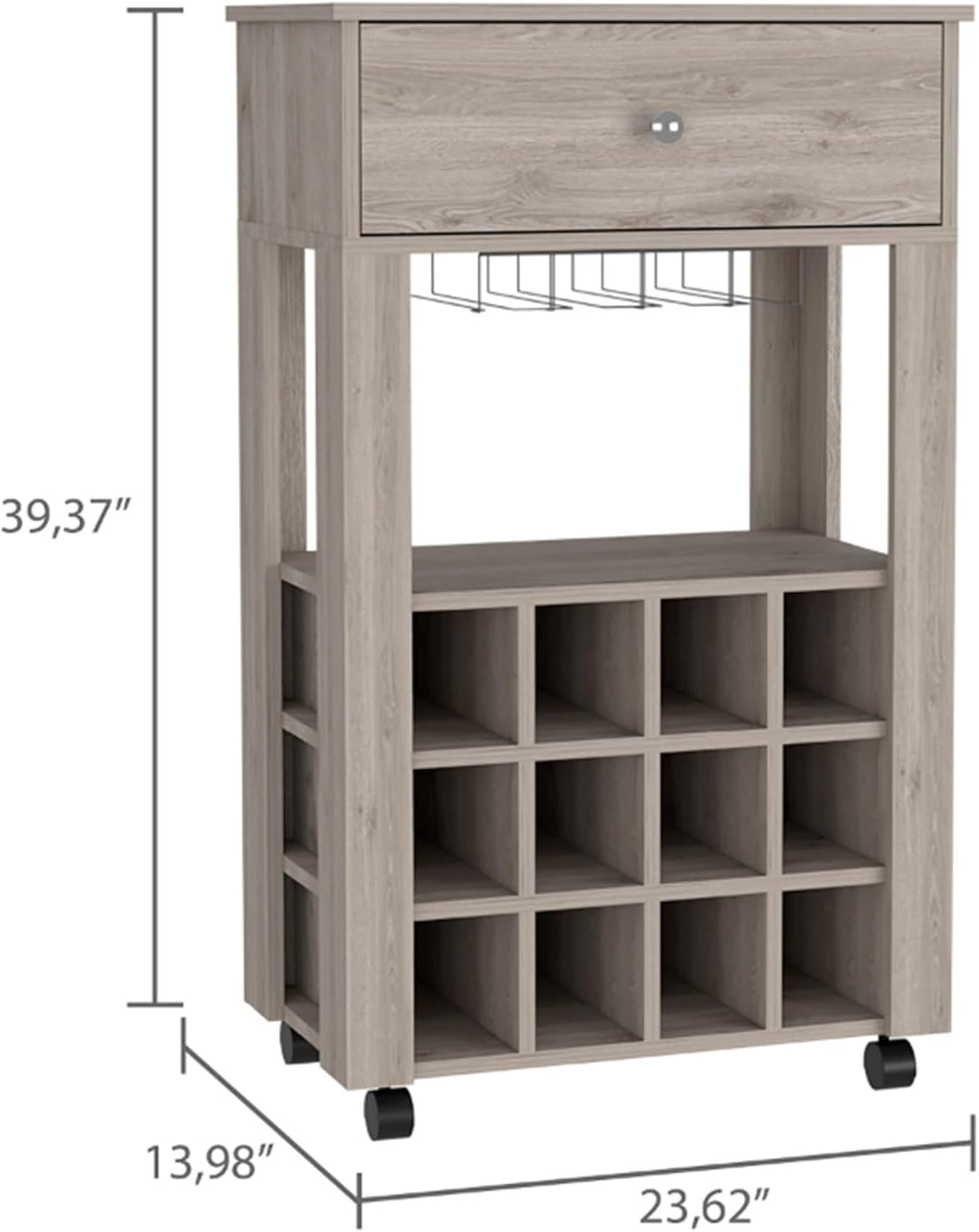 Modern Wine Cabinet,Wine Baker Rack with 1-Drawer&12-Bottle Wine Cabinet Bar Cabinet for Bar,Kitchen,Dining Room,Light Gray